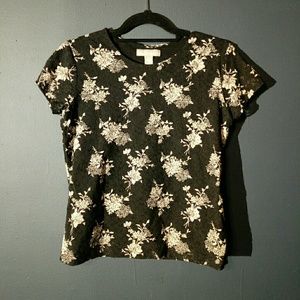 Kate Hill Black and White Vintage Floral Tee